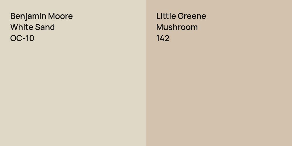 Benjamin Moore White Sand vs. Little Greene Mushroom