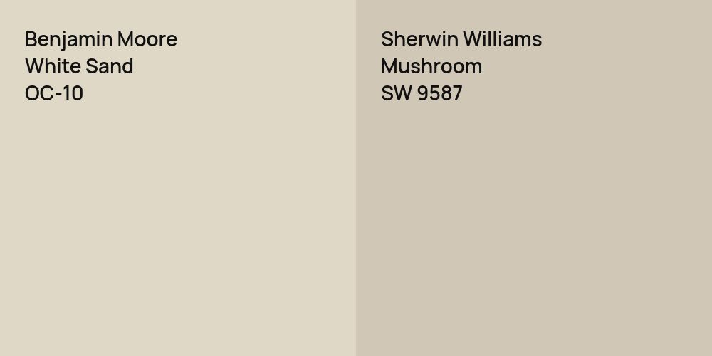 Benjamin Moore White Sand vs. Sherwin Williams Mushroom