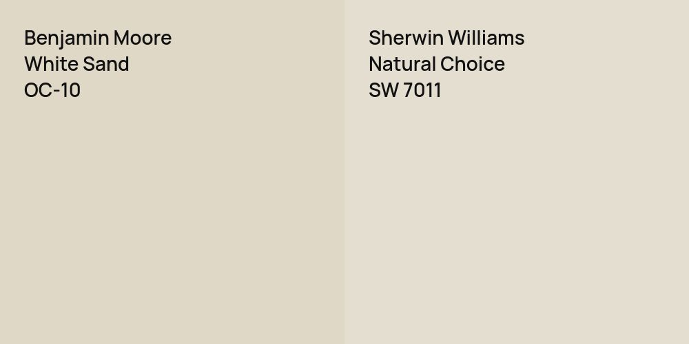 Benjamin Moore White Sand vs. Sherwin Williams Natural Choice