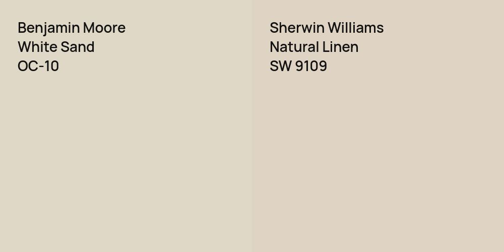 Benjamin Moore White Sand vs. Sherwin Williams Natural Linen