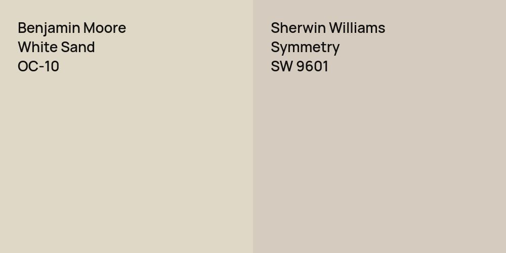 Benjamin Moore White Sand vs. Sherwin Williams Symmetry