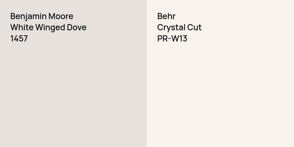 Benjamin Moore White Winged Dove vs. Behr Crystal Cut