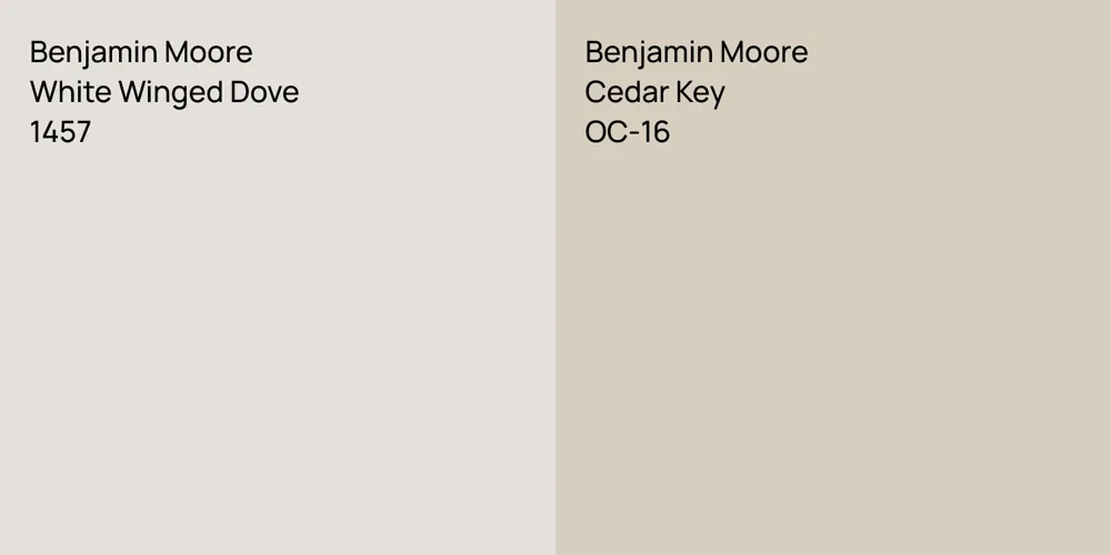 Benjamin Moore White Winged Dove vs. Benjamin Moore Cedar Key