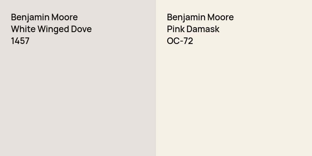 Benjamin Moore White Winged Dove vs. Benjamin Moore Pink Damask