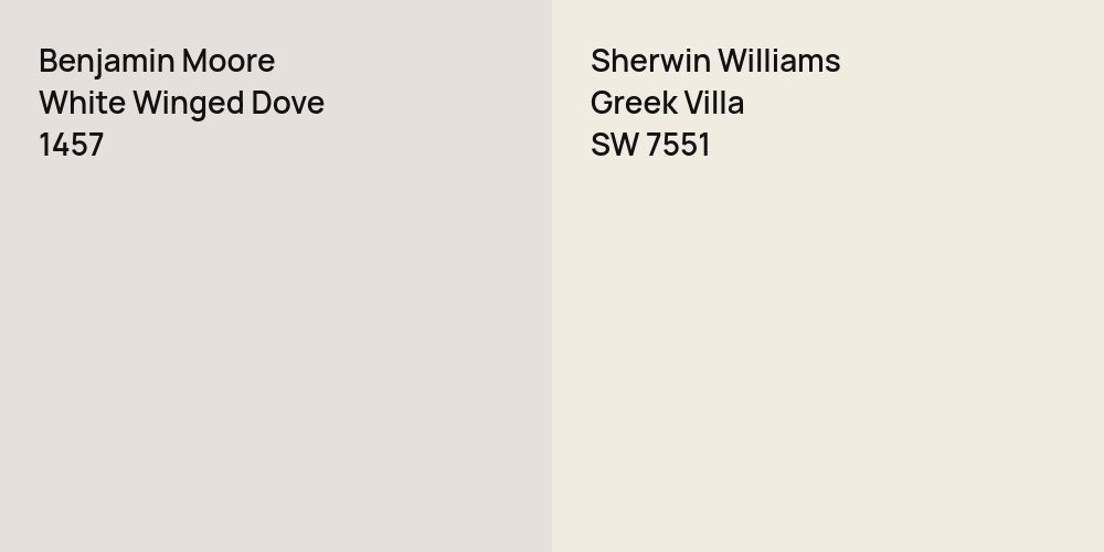 Benjamin Moore White Winged Dove vs. Sherwin Williams Greek Villa