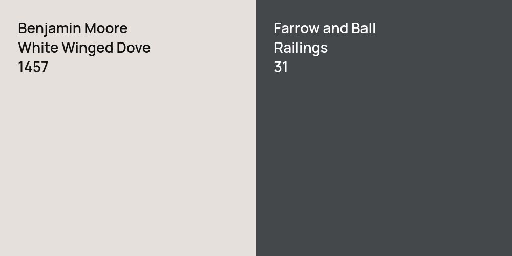 Benjamin Moore White Winged Dove vs. Farrow and Ball Railings