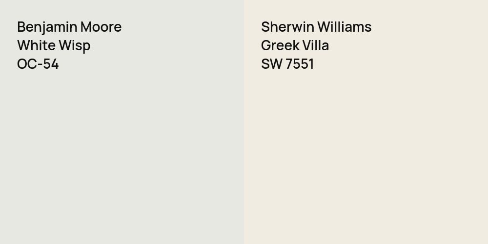 Benjamin Moore White Wisp vs. Sherwin Williams Greek Villa