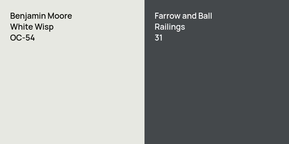 Benjamin Moore White Wisp vs. Farrow and Ball Railings