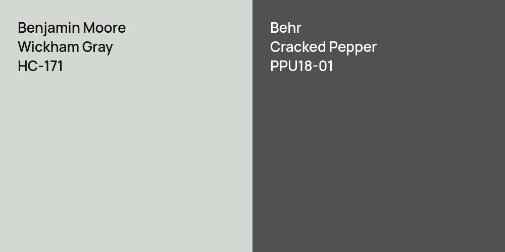 Benjamin Moore Wickham Gray vs. Behr Cracked Pepper