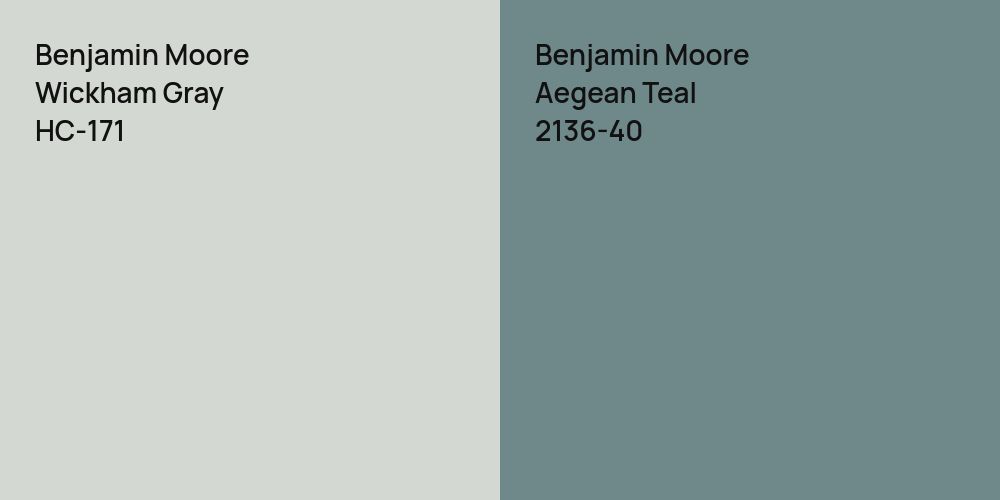 Benjamin Moore Wickham Gray vs. Benjamin Moore Aegean Teal