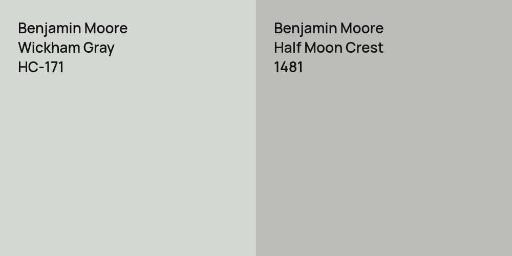 Benjamin Moore Wickham Gray vs. Benjamin Moore Half Moon Crest