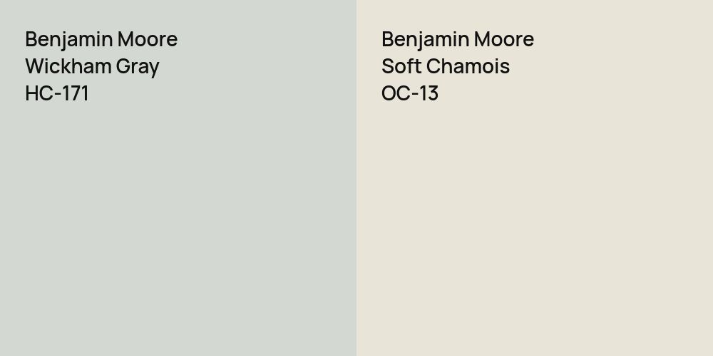 Benjamin Moore Wickham Gray vs. Benjamin Moore Soft Chamois