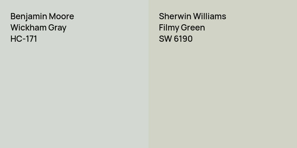 Benjamin Moore Wickham Gray vs. Sherwin Williams Filmy Green