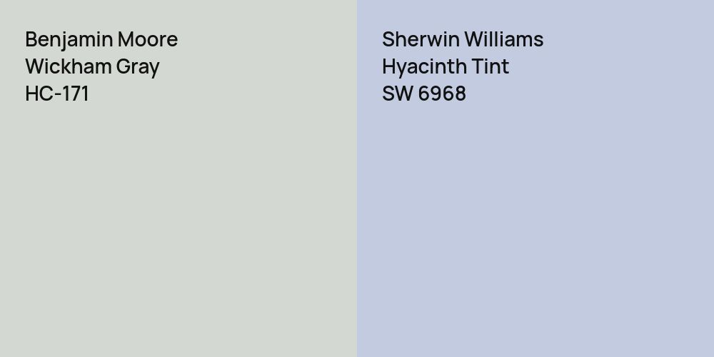 Benjamin Moore Wickham Gray vs. Sherwin Williams Hyacinth Tint