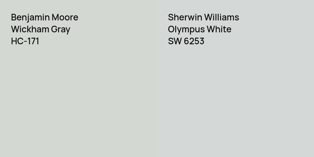 Benjamin Moore Wickham Gray vs. Sherwin Williams Olympus White