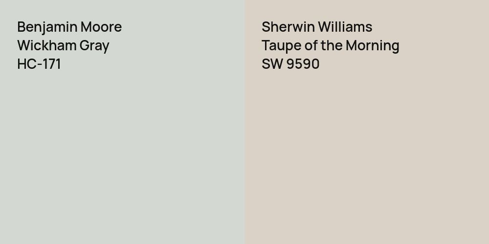 Benjamin Moore Wickham Gray vs. Sherwin Williams Taupe of the Morning