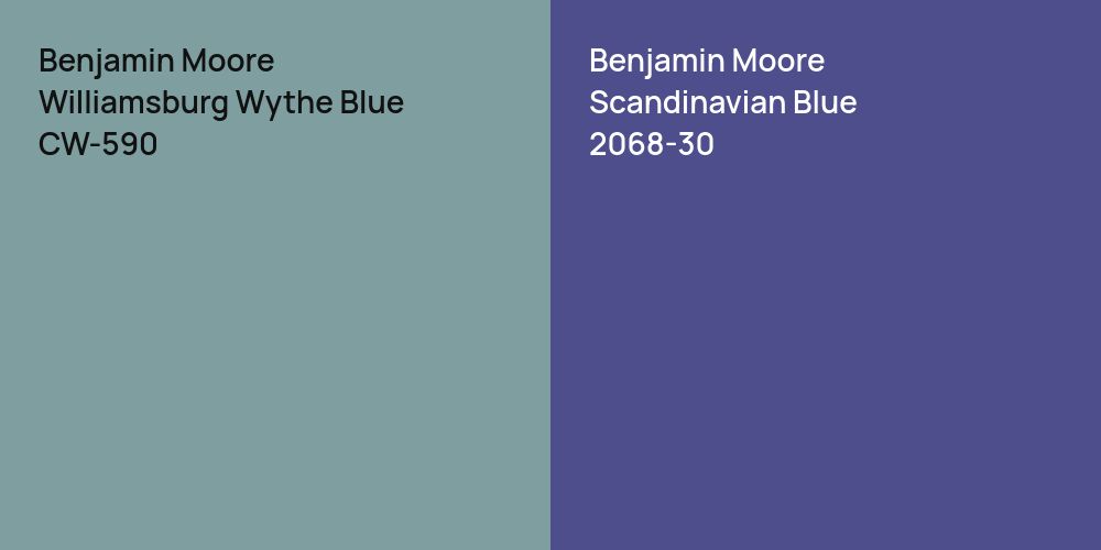 Benjamin Moore Williamsburg Wythe Blue vs. Benjamin Moore Scandinavian Blue