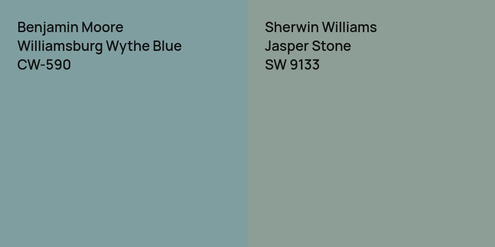 Benjamin Moore Williamsburg Wythe Blue vs. Sherwin Williams Jasper Stone