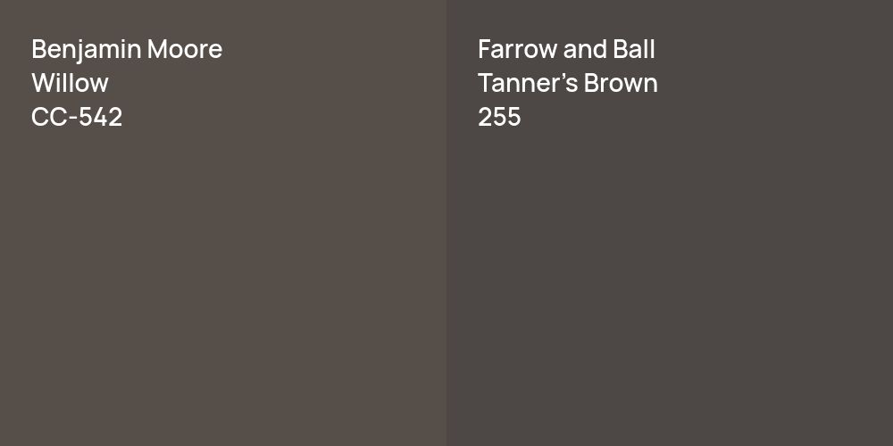 Benjamin Moore Willow vs. Farrow and Ball Tanner's Brown