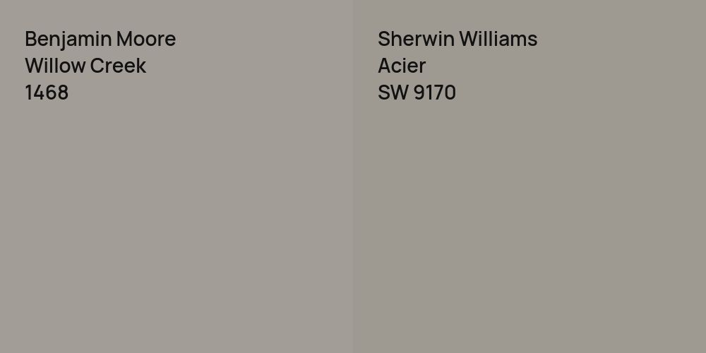 Benjamin Moore Willow Creek vs. Sherwin Williams Acier