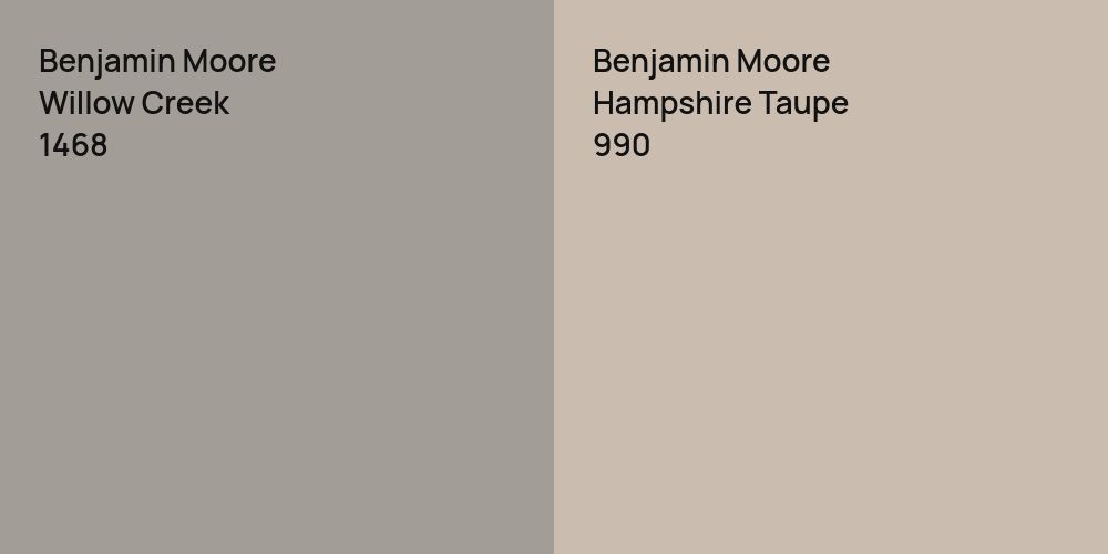 Benjamin Moore Willow Creek vs. Benjamin Moore Hampshire Taupe