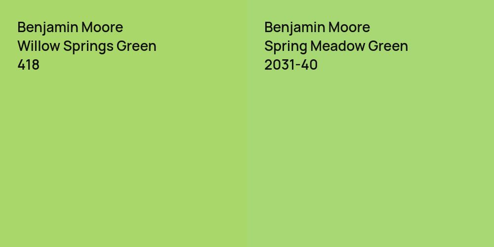 Benjamin Moore Willow Springs Green vs. Benjamin Moore Spring Meadow Green