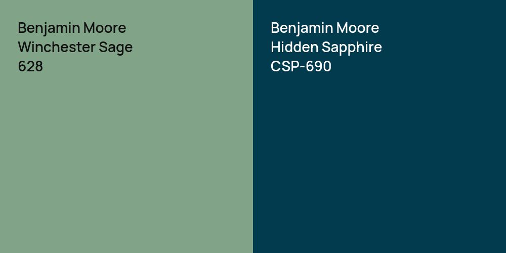 Benjamin Moore Winchester Sage vs. Benjamin Moore Hidden Sapphire