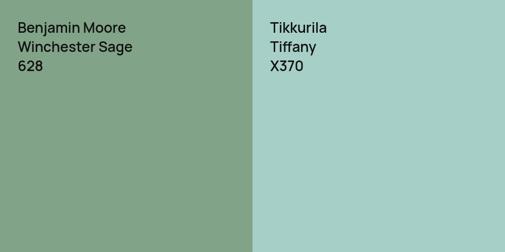 Benjamin Moore Winchester Sage vs. Tikkurila Tiffany