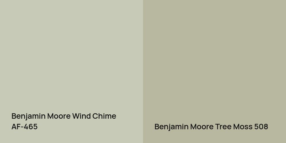 Benjamin Moore Wind Chime vs. Benjamin Moore Tree Moss