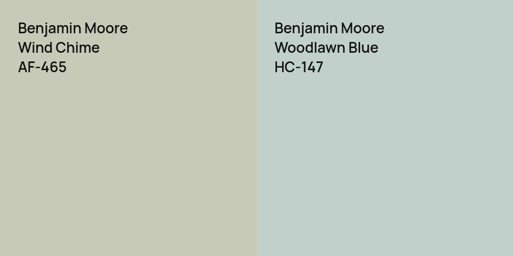 Benjamin Moore Wind Chime vs. Benjamin Moore Woodlawn Blue