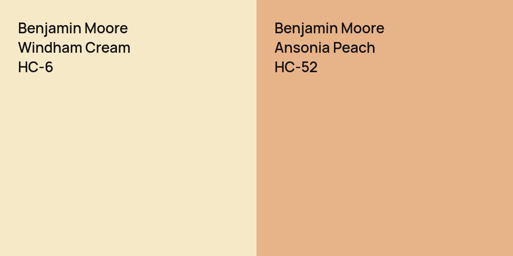 Benjamin Moore Windham Cream vs. Benjamin Moore Ansonia Peach