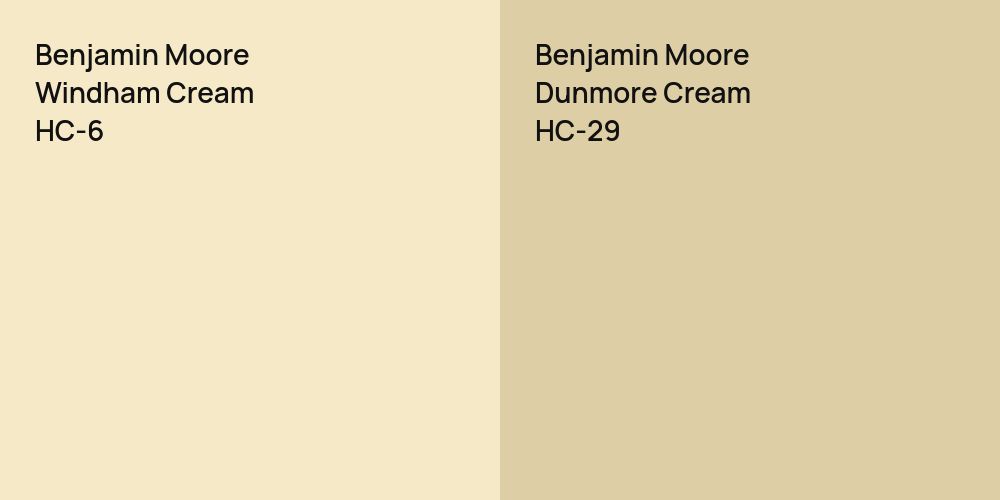 Benjamin Moore Windham Cream vs. Benjamin Moore Dunmore Cream