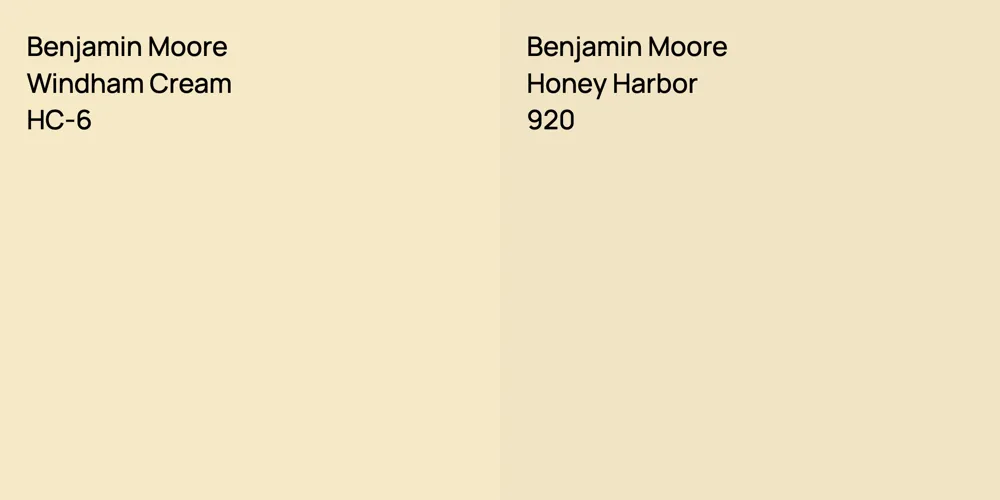 Benjamin Moore Windham Cream vs. Benjamin Moore Honey Harbor