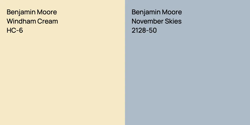 Benjamin Moore Windham Cream vs. Benjamin Moore November Skies