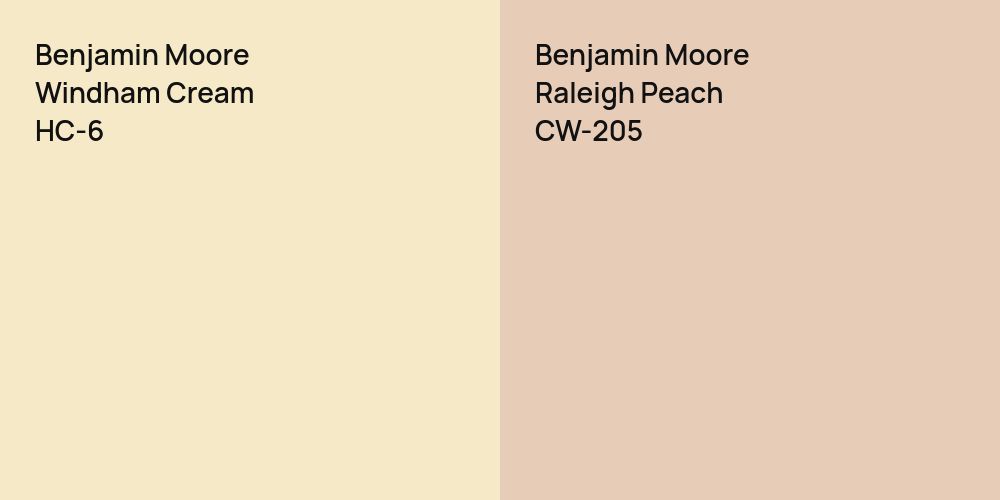 Benjamin Moore Windham Cream vs. Benjamin Moore Raleigh Peach