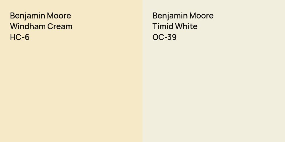 Benjamin Moore Windham Cream vs. Benjamin Moore Timid White