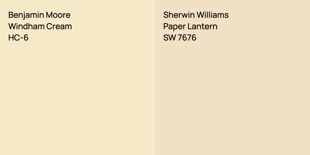 Benjamin Moore Windham Cream vs. Sherwin Williams Paper Lantern