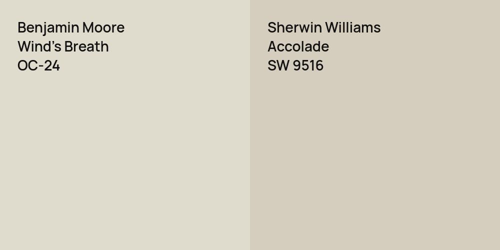 Benjamin Moore Wind's Breath vs. Sherwin Williams Accolade