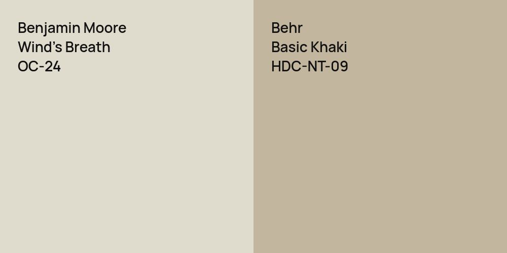 Benjamin Moore Wind's Breath vs. Behr Basic Khaki