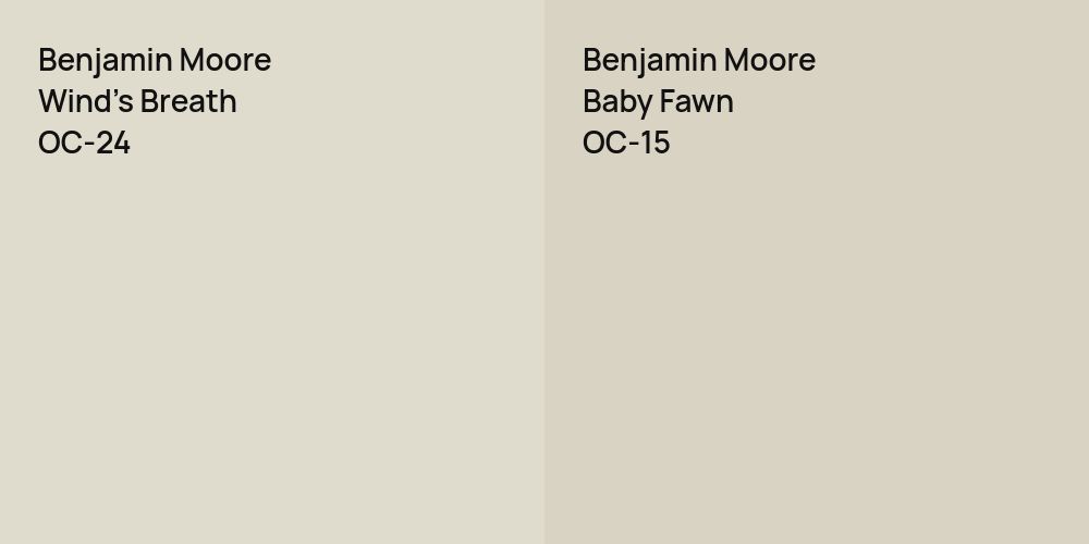 Benjamin Moore Wind's Breath vs. Benjamin Moore Baby Fawn