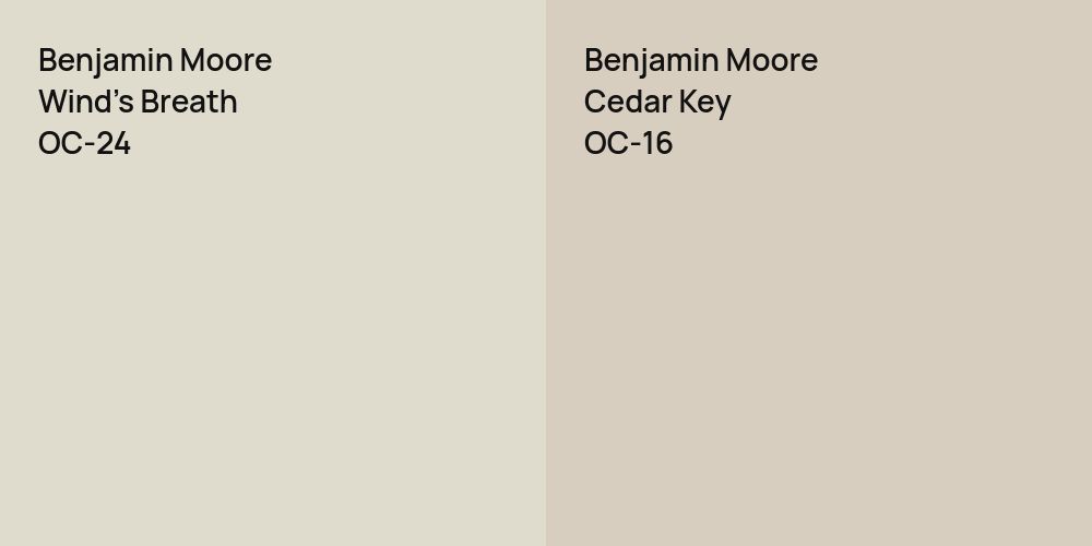 Benjamin Moore Wind's Breath vs. Benjamin Moore Cedar Key