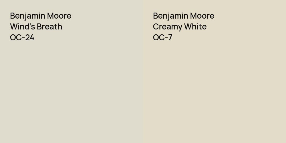 Benjamin Moore Wind's Breath vs. Benjamin Moore Creamy White