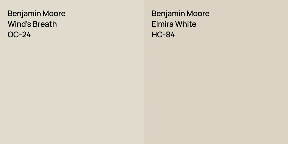 Benjamin Moore Wind's Breath vs. Benjamin Moore Elmira White