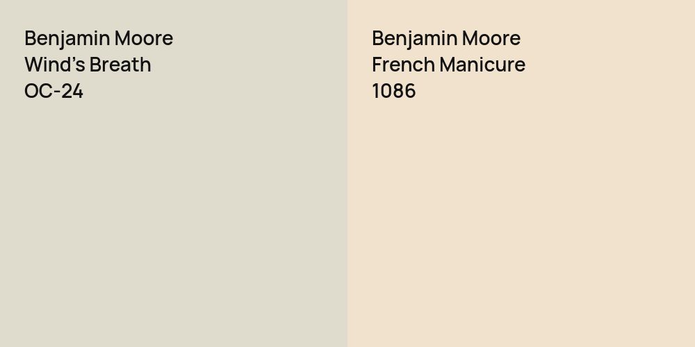 Benjamin Moore Wind's Breath vs. Benjamin Moore French Manicure