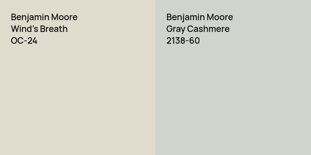 Benjamin Moore Wind's Breath vs. Benjamin Moore Gray Cashmere