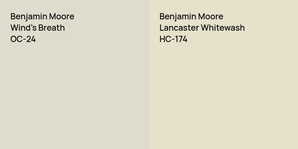 Benjamin Moore Wind's Breath vs. Benjamin Moore Lancaster Whitewash