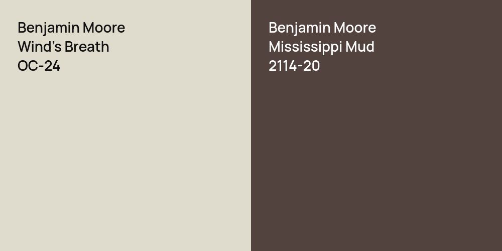 Benjamin Moore Wind's Breath vs. Benjamin Moore Mississippi Mud