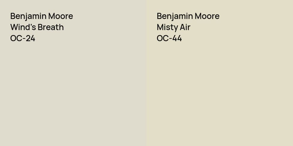 Benjamin Moore Wind's Breath vs. Benjamin Moore Misty Air