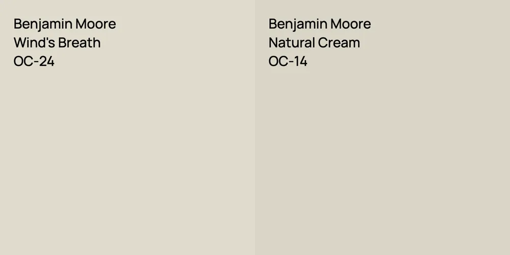 Benjamin Moore Wind's Breath vs. Benjamin Moore Natural Cream