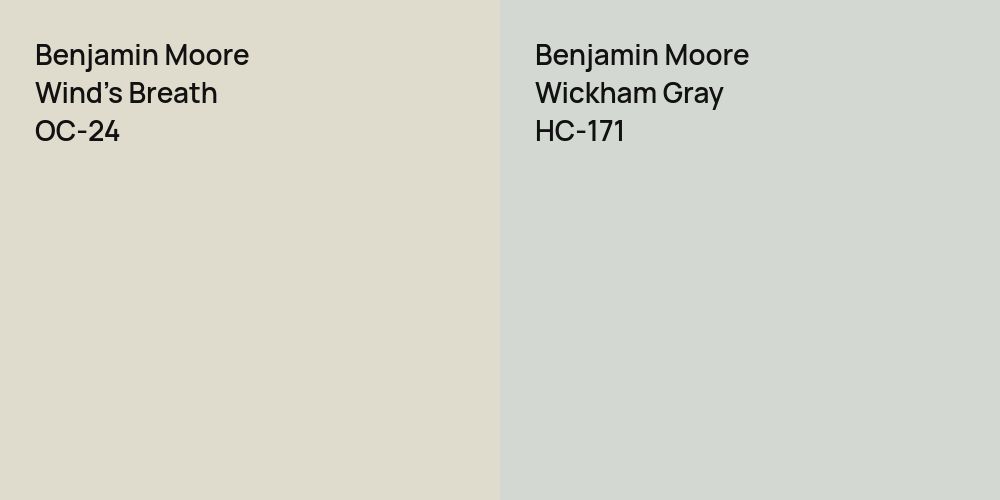 Benjamin Moore Wind's Breath vs. Benjamin Moore Wickham Gray